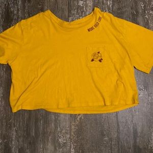 mustard yellow baggy fit crop top